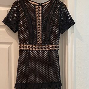 Stylish Black and Cream Lace Dress